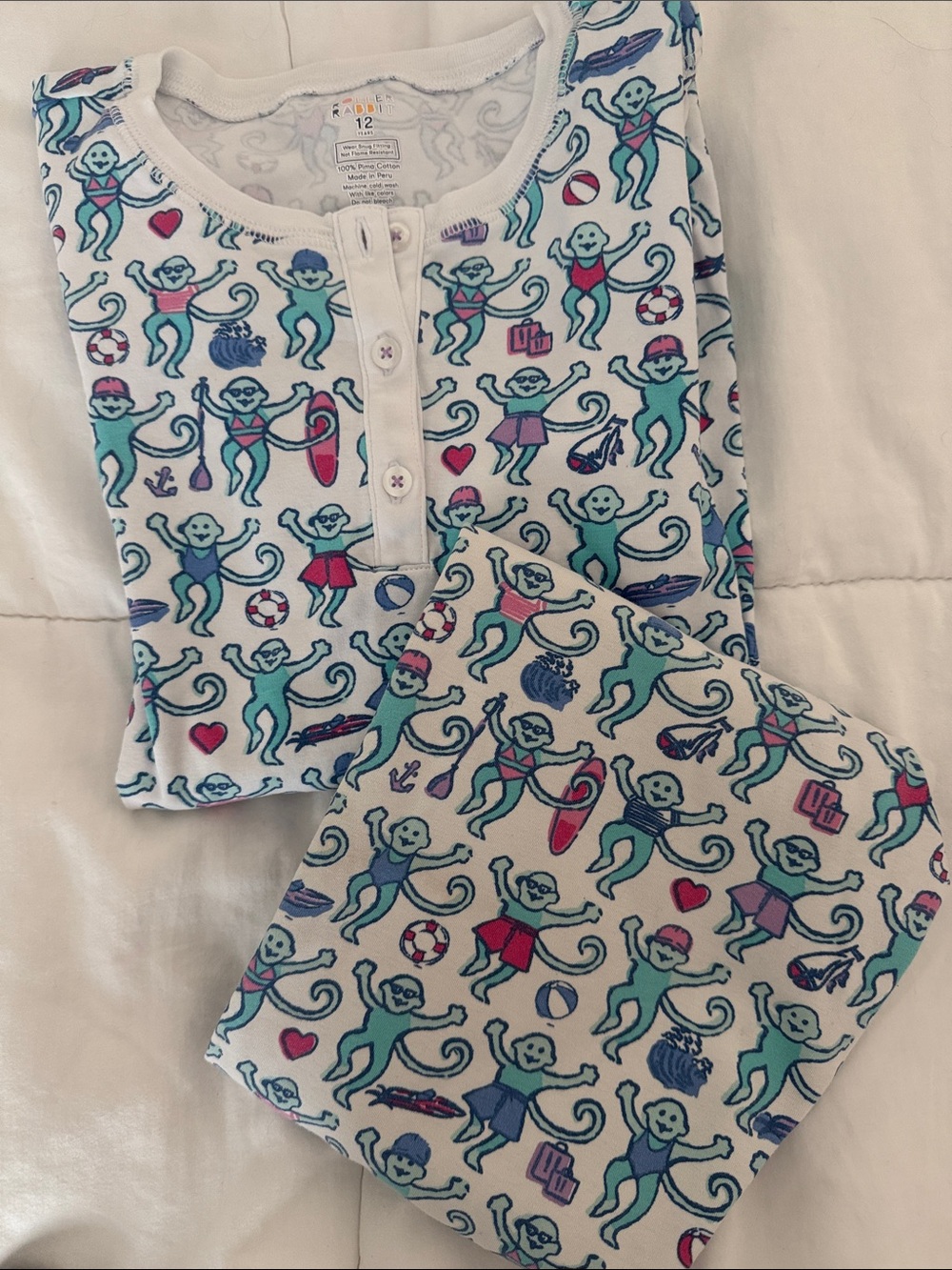 Roller Rabbit - Kids - Newport Beach - Monkey Print Pajama Set - Size 12